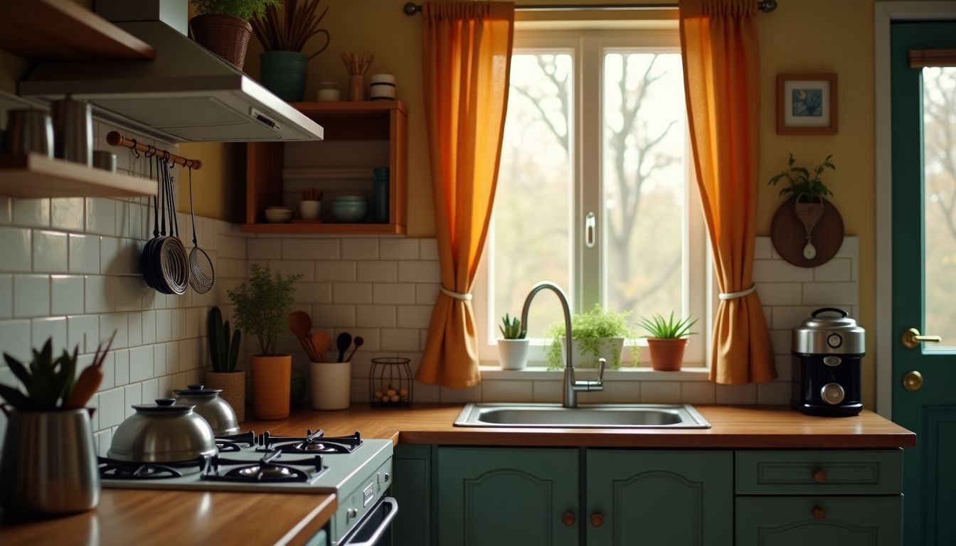 Eine gemütliche Küchenszene mit einfachem Design und einladender Atmosphäre. Eine gemütliche Küchenszene mit einfachem Design und einladender Atmosphäre.
