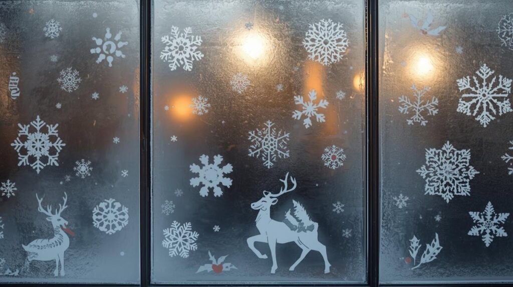 Winterliche Fensterbilder für Weihnachten