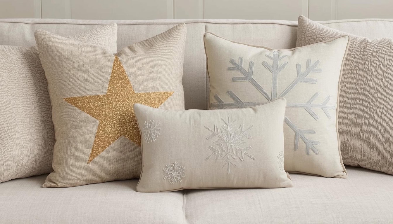 Deko-Kissen mit Winter- und Weihnachtsmotiven