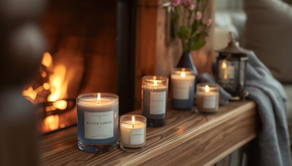 Winterliche Duftkerzen im Wohnzimmer